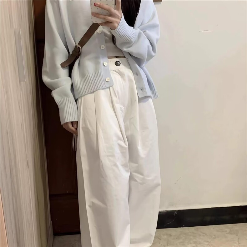 软糯感浅蓝色针织开衫女早秋韩版宽松内搭打底衫短款毛衣外套上衣,男装针织衫/毛衣,星座506A