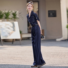 闺舍2025夏季新款时尚女洋气牛仔拼接洋气质漂亮，女装连体裤，印象茜