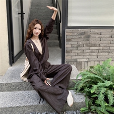 韩版复古显瘦时尚套装女2025春秋季新款气质百搭上衣阔腿裤两件套，女装套装/套裙，2C327