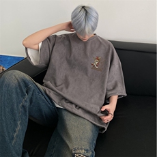 得物抖音直播麂皮绒风动漫印花宽松短袖djp325-特批23控39，男装T恤，星座605(原A050)