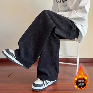加绒加厚冬款男女休闲裤阔腿宽松长裤HK085 P60图片