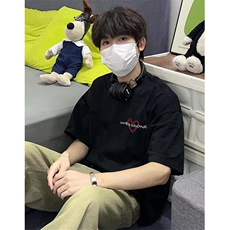 潮牌重磅纯棉短袖T恤男爱心印花韩版简约百搭宽松半袖男TD430，男装T恤，星座1116A（原606A-3）