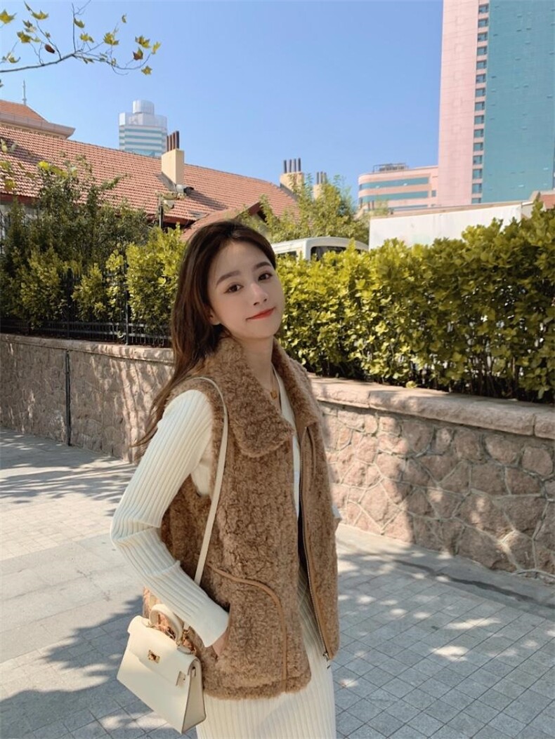 有领皮毛一体马甲，女装马甲，唯品