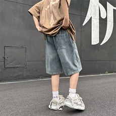 星空纹牛仔短裤男款夏季薄款美式高街裤子复古T1092P40，男装牛仔裤，星座1116-2