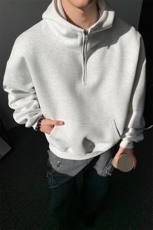 加绒奥粒绒连帽卫衣重磅无帽绳500克拉链硬挺外套男RH5305JR-P59，女装短外套，星座610B-1