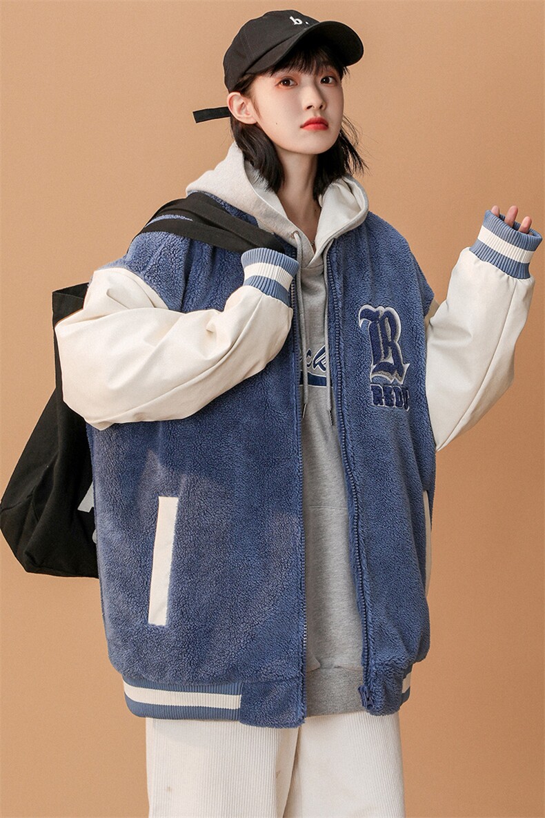 冬季学生宽松羊羔绒棉服加绒加厚棉衣外套男女8890-P115控价138,男装棉衣,电商A441-1