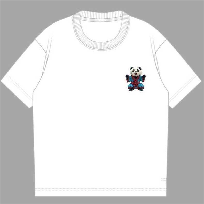 夏新款时尚彩色熊猫短袖T恤男刺绣情侣同款圆领半截袖GA9003P36,男装T恤,星座1013-5