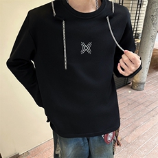 链条项链款男大时尚卫衣秋冬打底设计高街痞帅潮男打底衫长袖P55，男装T恤，电商B319
