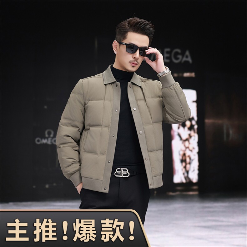 新标90绒针织休闲羽绒服外套男士时尚休闲轻薄羽绒服夹克图片