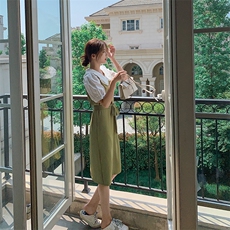 2021夏季新款森系撞色连衣裙012—Q203，女装连衣裙，金十上