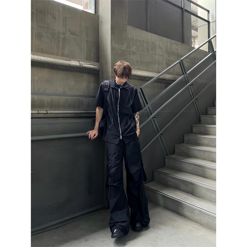 痞帅炸街外搭短袖外套男夏季潮ins百搭拉链夹克C140,男装夹克,星座1116A（原606A-3）