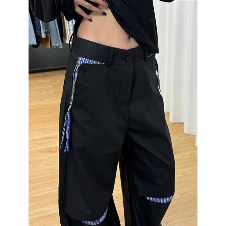 早春新款破口拼接条纹绑带阔腿西装休闲裤K1019，男装西服套装，星座1116A（原606A-3）