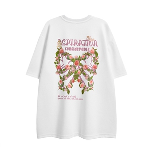 白底23新款夏季时尚百搭宽松圆领印花短袖T恤T1172P25控38图片