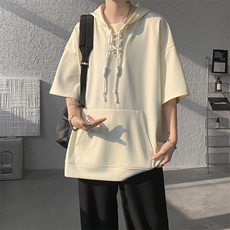 现货T10113-特批35控68夏季新款设计感连帽短袖百搭大码T恤，男装T恤，电商A059