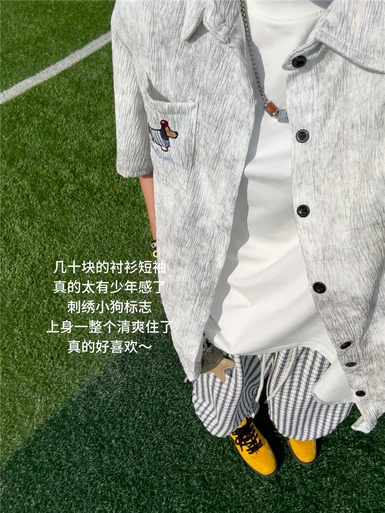 XZ809A/SSS04/P55/控68扎染冰丝绣花腊肠狗衬衫,男装衬衫,星座809A(原222-1)