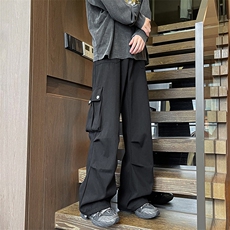 美式降落伞兵工装裤男高街复古褶皱休闲裤阔腿直筒KZ012P78加绒88，男装工装外套，电商B312