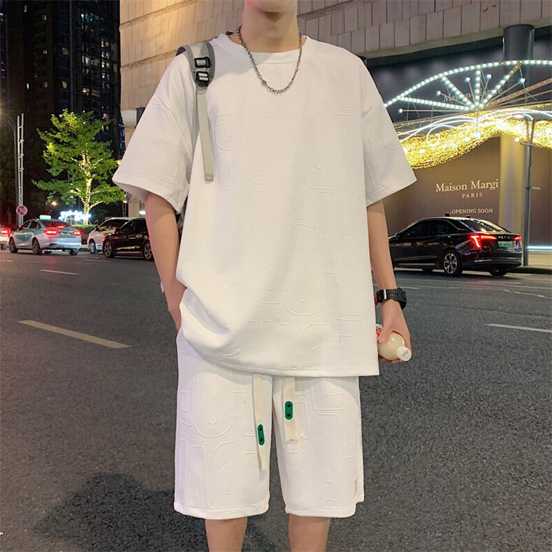！2025夏季新款男士提花短袖套装TZH259（TT246+DK259）特P50图片