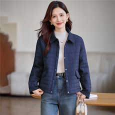 现货!2025年冬季休闲加厚立小方格加厚女外套，女装棉衣/棉服，依恋蒂丝