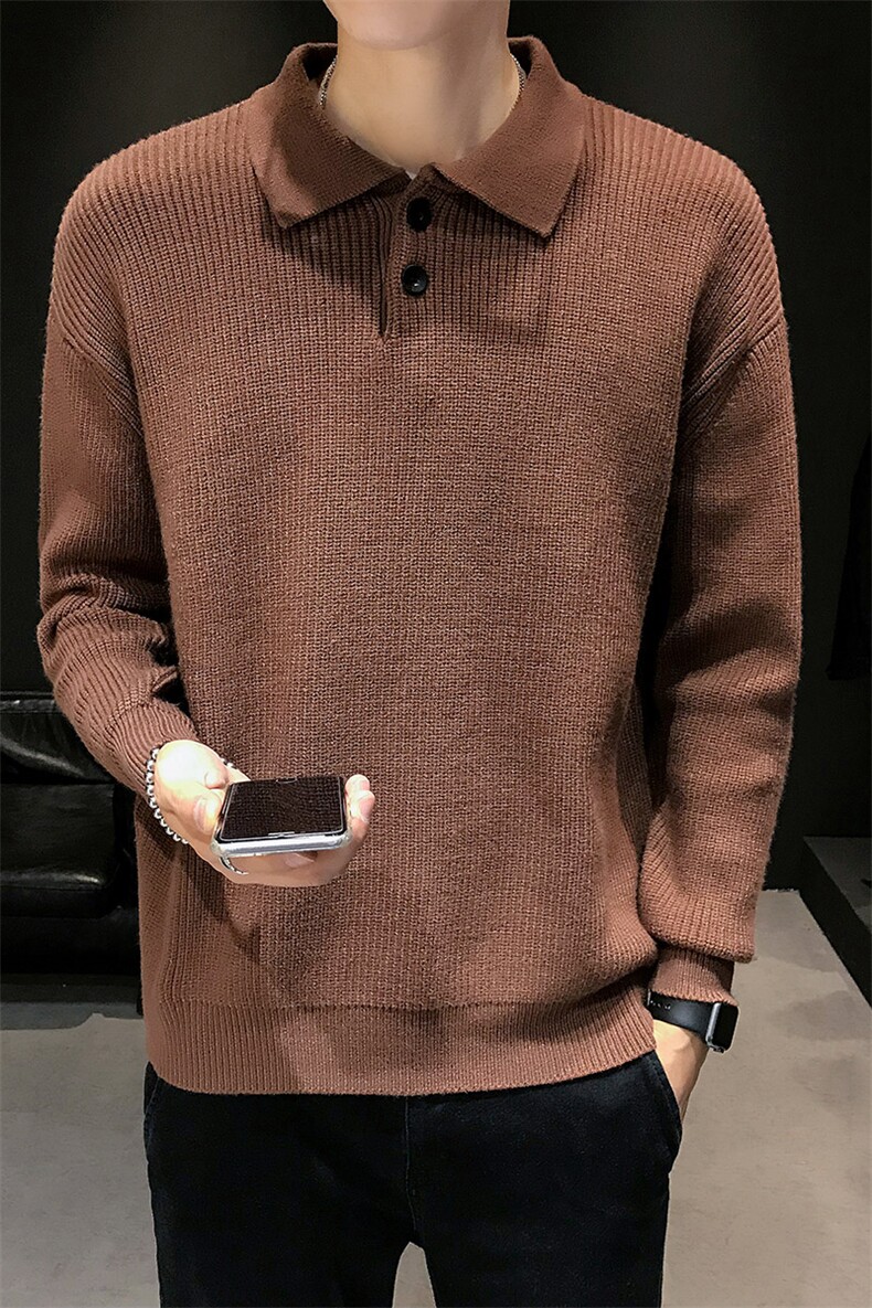 MY07衬衫领毛衣男厚款冬季加厚韩版潮流网红个性针织衫,男装针织衫/毛衣,电商D310（原电商305）