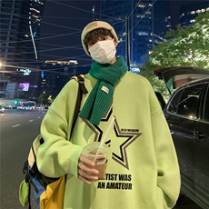 特批港风夜景星星印花宽松圆领毛衣M1063P45控68，男装针织衫/毛衣，电商A247
