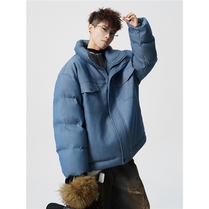 高级感仿牛仔棉衣加厚保暖美式复古立领棉服A170-M913-P138控188