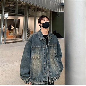 水洗做旧牛仔外套底特律工装夹克美式vibe重工牛仔衣W030-P47网图图片