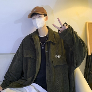 灯芯绒衬衫男长袖春款韩版高级感休闲外套百搭帅气衬衣 9025/P45图片