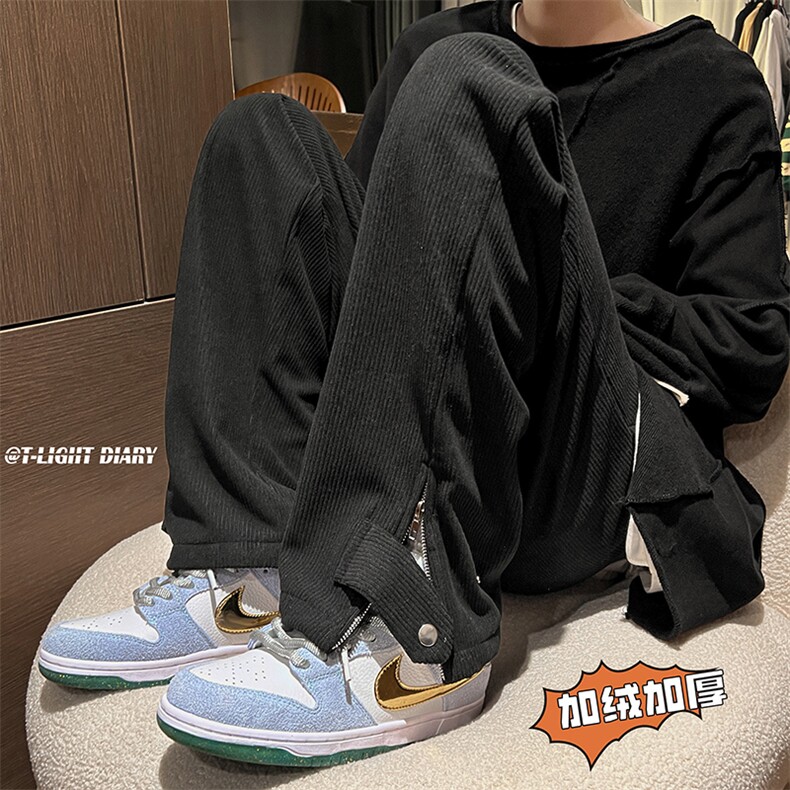 B221美式ins高街加绒加厚拉链灯芯绒休闲裤LK22089-P60控78,男装休闲裤,电商B221