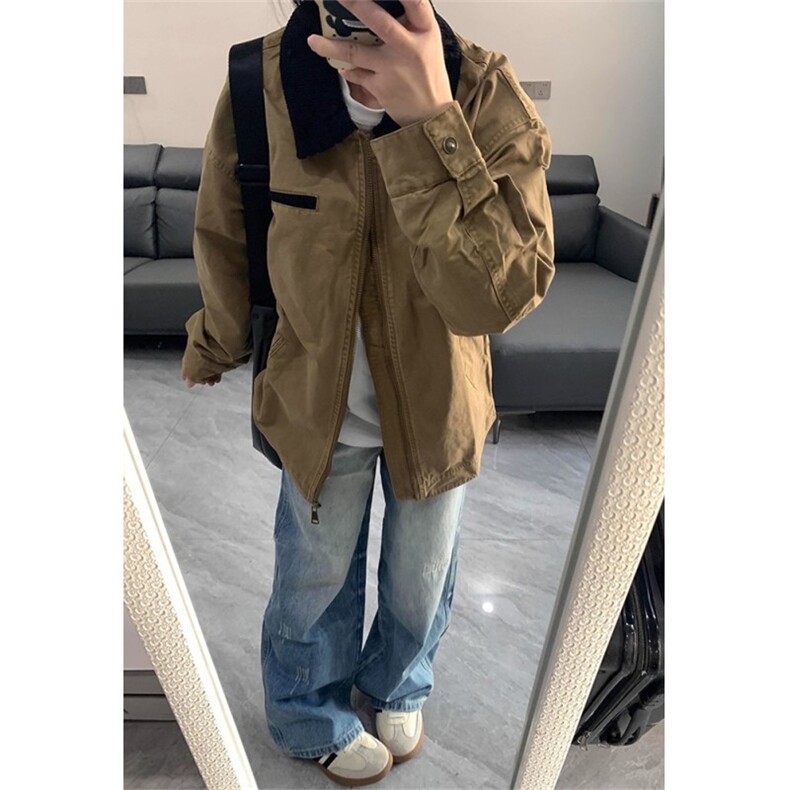 做旧外套女春秋2025新款潮牌宽松休闲情侣工装夹克上衣JK886,男装夹克,星座1116A（原606A-3）