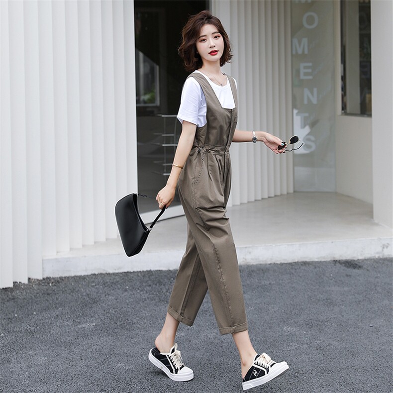 2025新款减龄洋气时尚背带裤女秋宽松显瘦休闲裤小个子,女装牛仔裤,梦懿尔