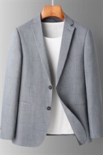 春季西装男外套韩版轻商务休闲中青年小西服宽松时尚简约外套男装图片