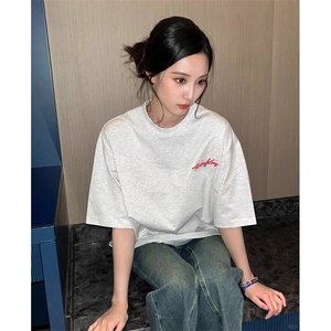 万针全刺绣工艺抖音得物高品质260克重磅纯棉双纱美式高街短袖T恤图片
