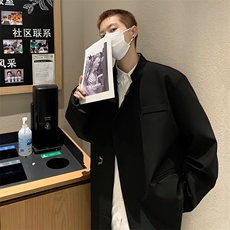 新中式男装西服小众设计感立领唐装风中山装不规则西装外套JJ34，男装夹克，星座1116A-1（原606A）