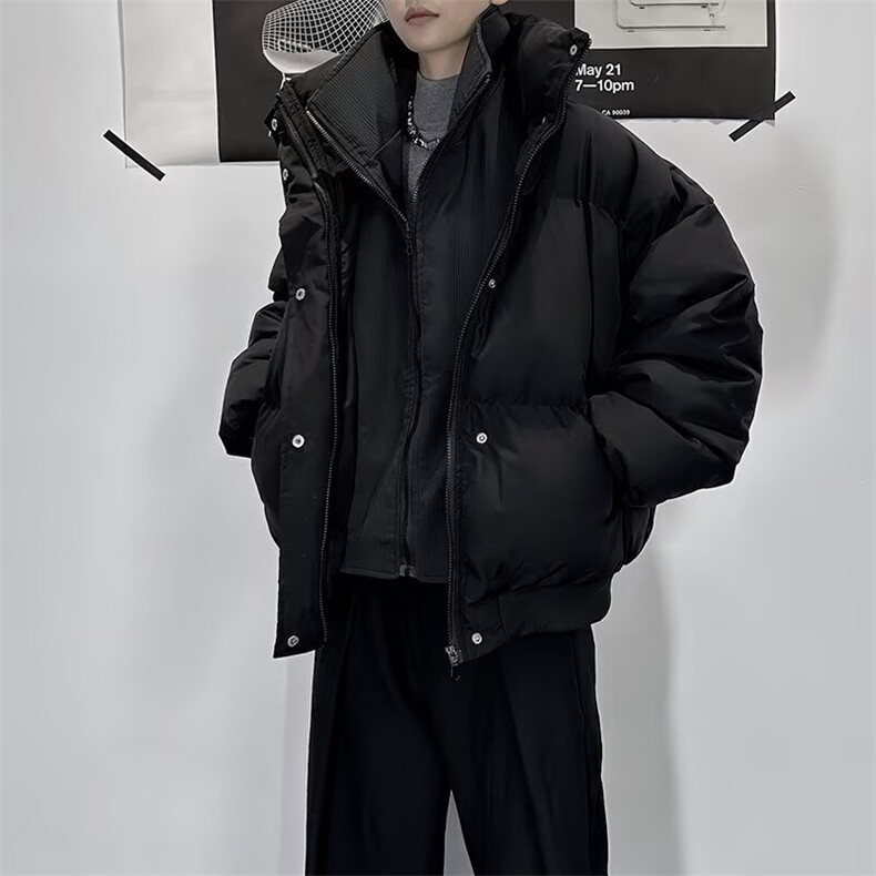 新款韩版假两件棉服男痞帅黑色加绒加厚立领棉衣休闲外套MC440,男装棉衣,星座1116A（原606A-3）