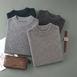 秋冬加厚100%纯羊毛衫男圆领毛衣男士羊绒衫宽松大码针织打底衫,男装羊毛衫,琳华羊绒