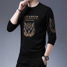 秋季男士卫衣春秋款圆领外穿秋衣潮牌长袖T恤黑色上衣服打底衫男，男装卫衣，电商B212（原钱塘6029）