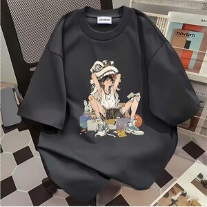 潮舞狮人物印花新款短袖t恤男女夏季宽松街头美式上衣GA537 P18图片