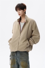 美式复古棒球服外套男春秋季潮牌拉链立领夹克宽松上衣服JK005，男装夹克，电商B312