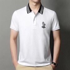 2023夏季新款短袖T恤男士中年商务休闲翻领纯色免烫POLO衫男装T恤，男装T恤，电商B212（原钱塘6029）