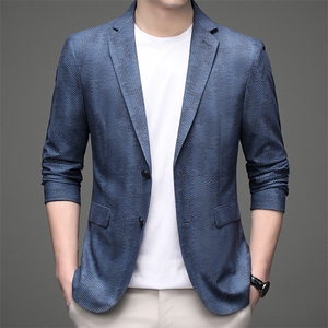 新款2022西服男士春秋季薄款便西上衣休闲小西装中年潮流外套图片