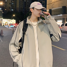 潮牌美式撞色拼接运动立领外套男宽松百搭夹克JK01572-P73，男装夹克，星座308B-2