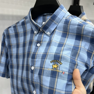 纯棉格子短袖衬衫男薄款上衣夏季中年男士休闲宽松半袖衬衣爸爸装图片