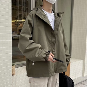 拉链长袖春秋男标准潮青春流行ins时尚翻领外穿新款潮流纯色夹克图片