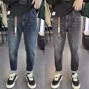 1506-1/KT10261/P49宽松牛仔裤男士高端直筒秋冬新款潮牌秋冬弹力,学生高马尾女孩穿搭图片