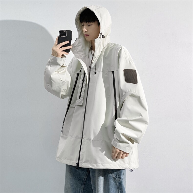 中性风工装冲锋衣男高品纯色宽松夹克外套DSA157B-J91-P60图片