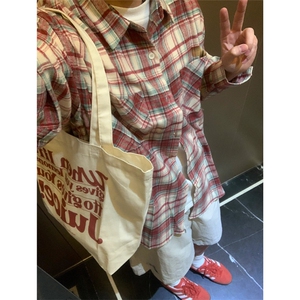 cleanfit美式复古红色格子衬衫男黄蓝格子衬衫长袖衬衣K342-P45图片