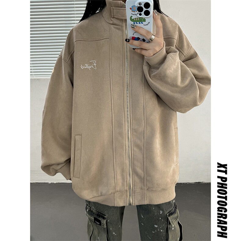 主推中性风美式复古麂皮绒立领潮牌夹克外套上衣男女G1093P88，男装夹克，电商A339