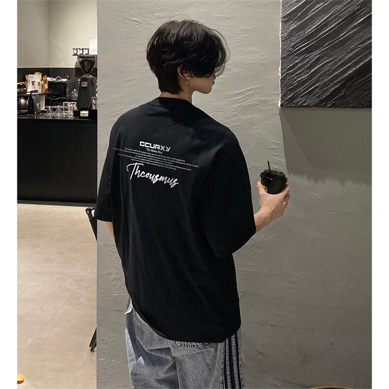 音得物210克现货宽松纯棉美式潮牌印花落肩袖纯棉T恤AT21132,男装T恤,电商A443