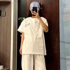 万针全刺绣解构设计260克重磅双纱纯棉高品质美式高街短袖T恤特35，男装T恤，电商A486-1