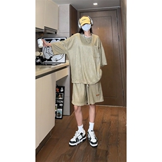 现货TZ755-特批45控78高质感高克重套装圆领大码T恤短袖短裤，男装牛仔裤，电商A059